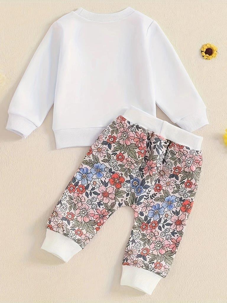 Baby Little Sis Letter Pullover And Pants Set