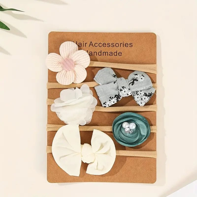 Baby 5 Piece Headband Set Cream
