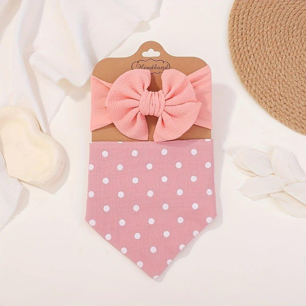 Baby Pink Bandana Bib With Headband