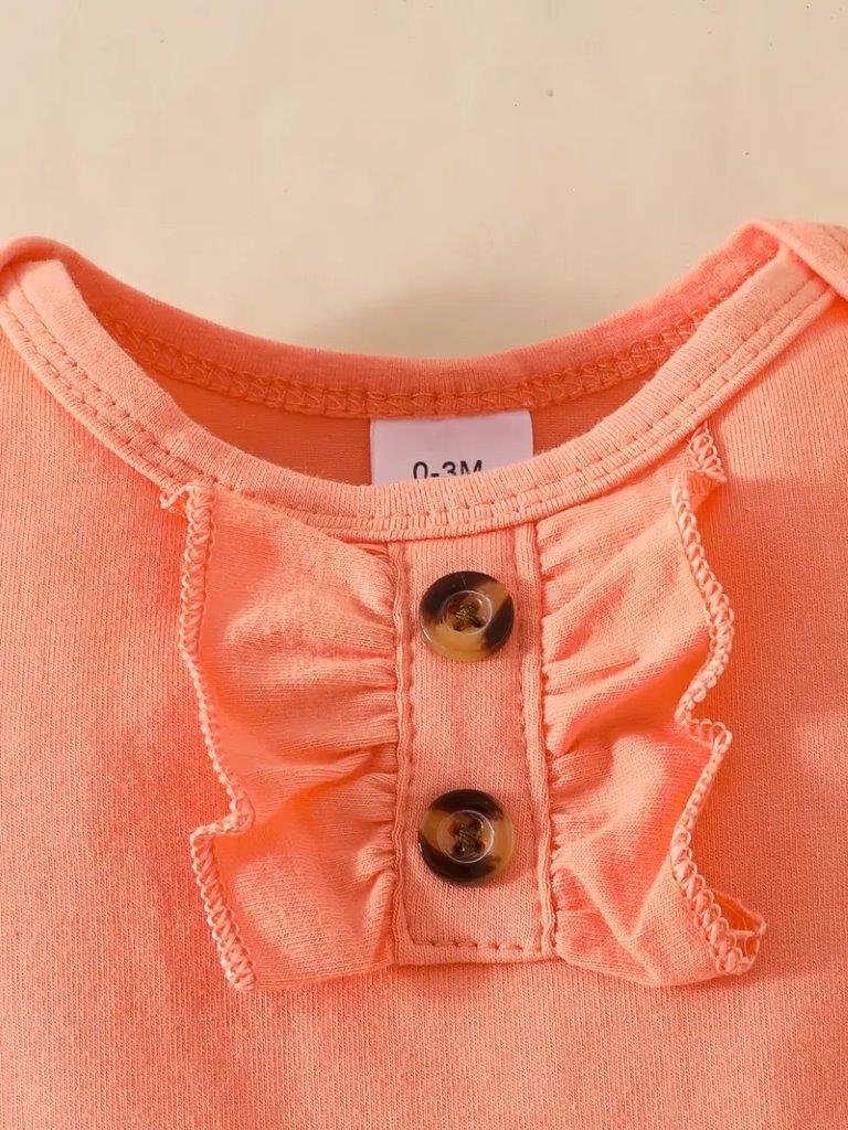 Baby Ruffle Bodysuit And Flower Print Skirt Set