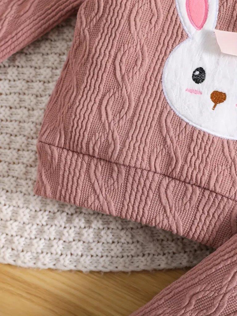 Baby Cute Bunny Cartoon Pullover And Pants Set
