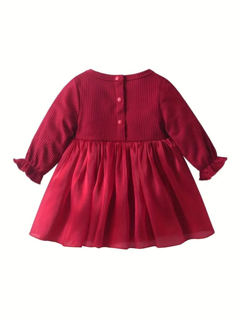 Baby Elegant Silky Bow Dress With Headband