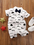 Bow Tie Moustache Print Baby Grow