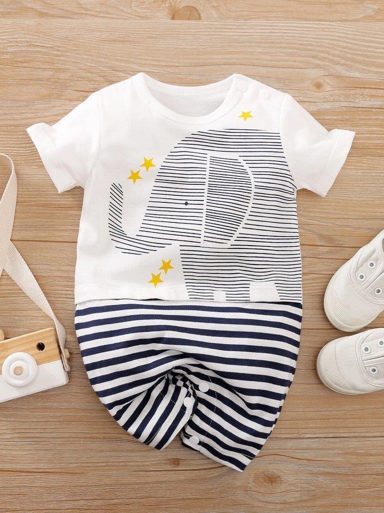 Baby Cartoon Stripe Romper