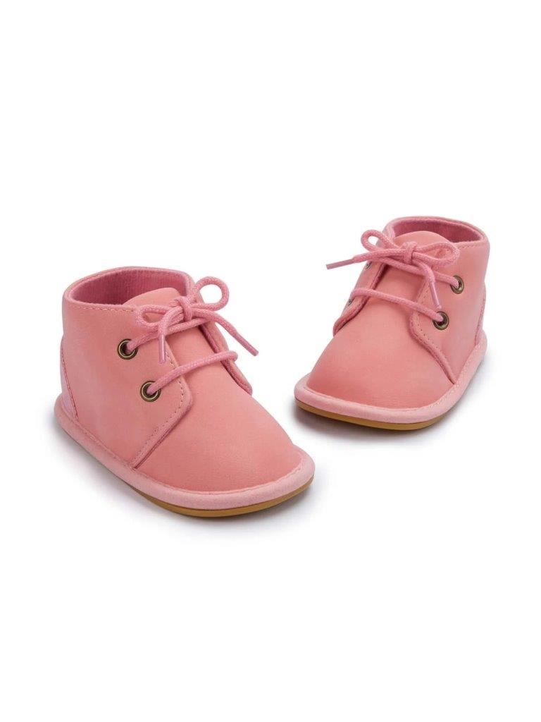 Baby Suede Lace Up Ankle Boot Pink