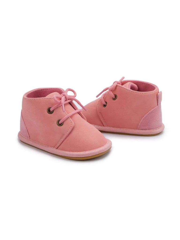 Baby Suede Lace Up Ankle Boot Pink