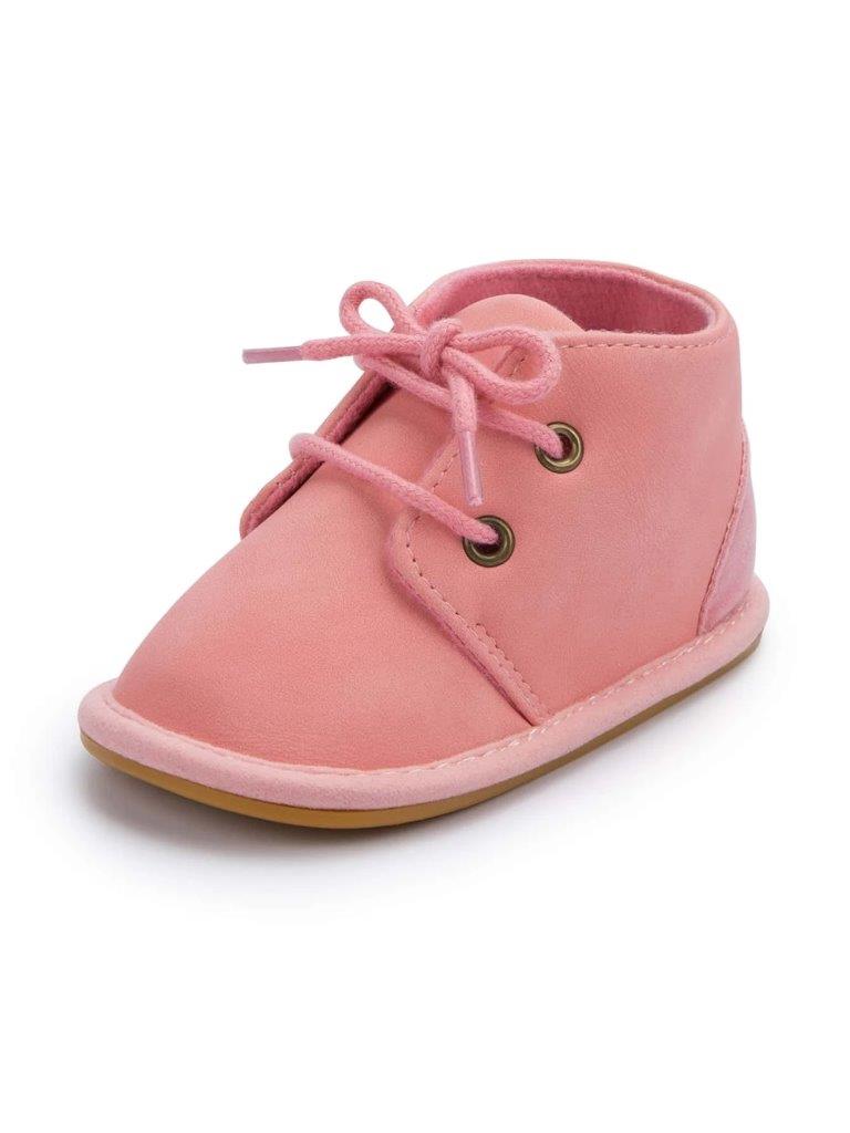 Baby Suede Lace Up Ankle Boot Pink