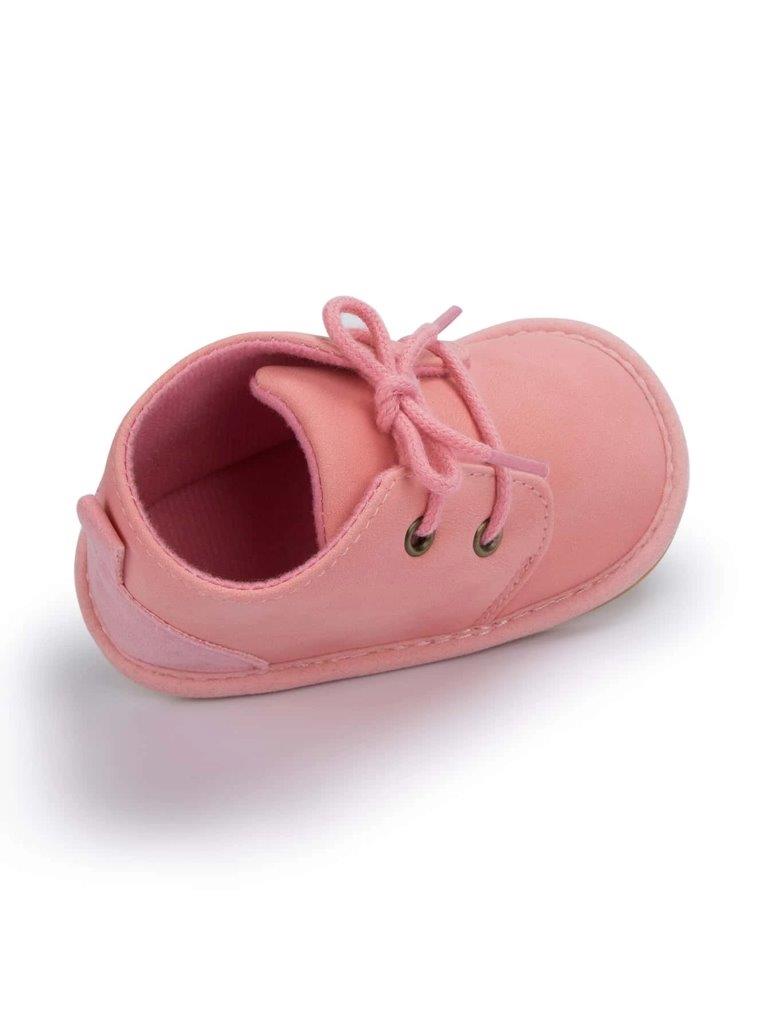 Baby Suede Lace Up Ankle Boot Pink