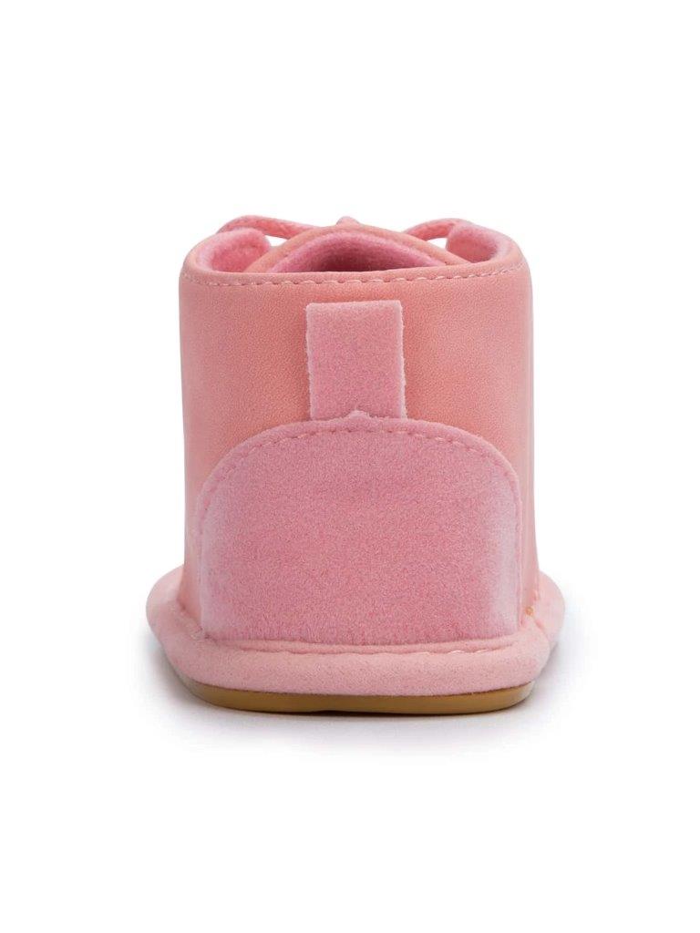 Baby Suede Lace Up Ankle Boot Pink