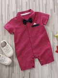 Baby Burgundy Stripe Romper