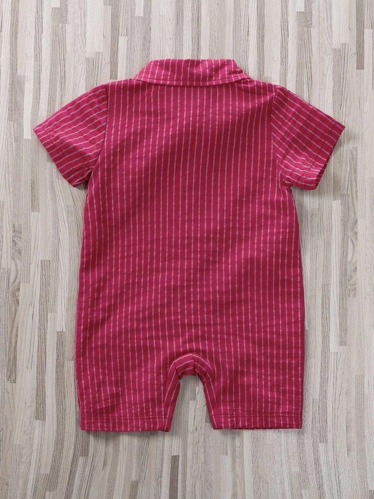 Baby Burgundy Stripe Romper