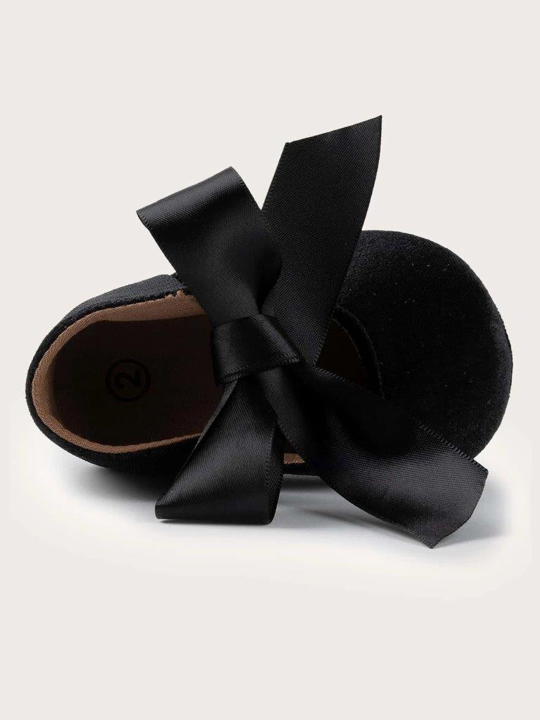 Baby Velvet flats With Bow Black