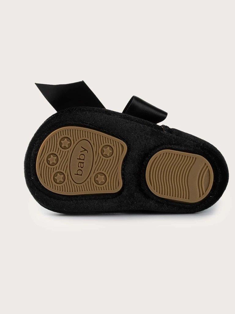 Baby Velvet flats With Bow Black