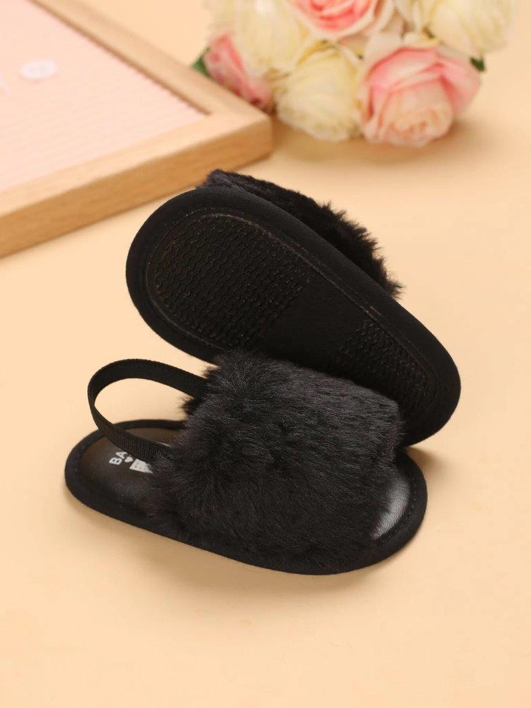 Baby Black Fluffy Slingback