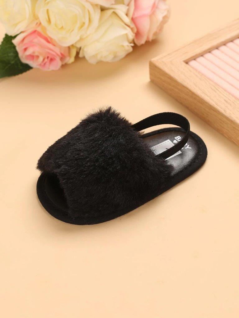 Baby Black Fluffy Slingback