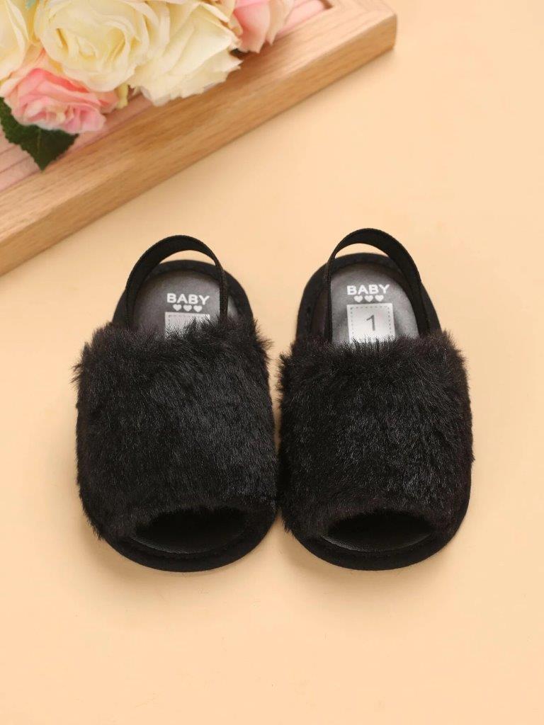 Baby Black Fluffy Slingback