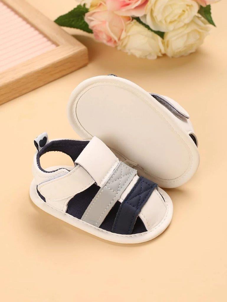 Baby Unisex Grey And Blue Stripe Sandal