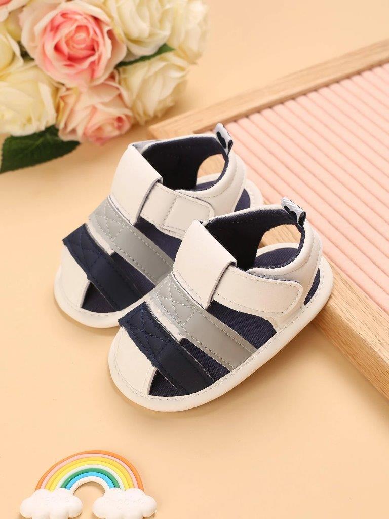 Baby Unisex Grey And Blue Stripe Sandal