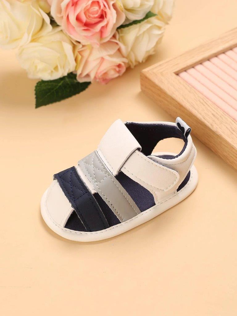Baby Unisex Grey And Blue Stripe Sandal