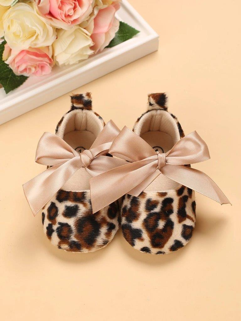 Baby Leopard Print Flats With Bow