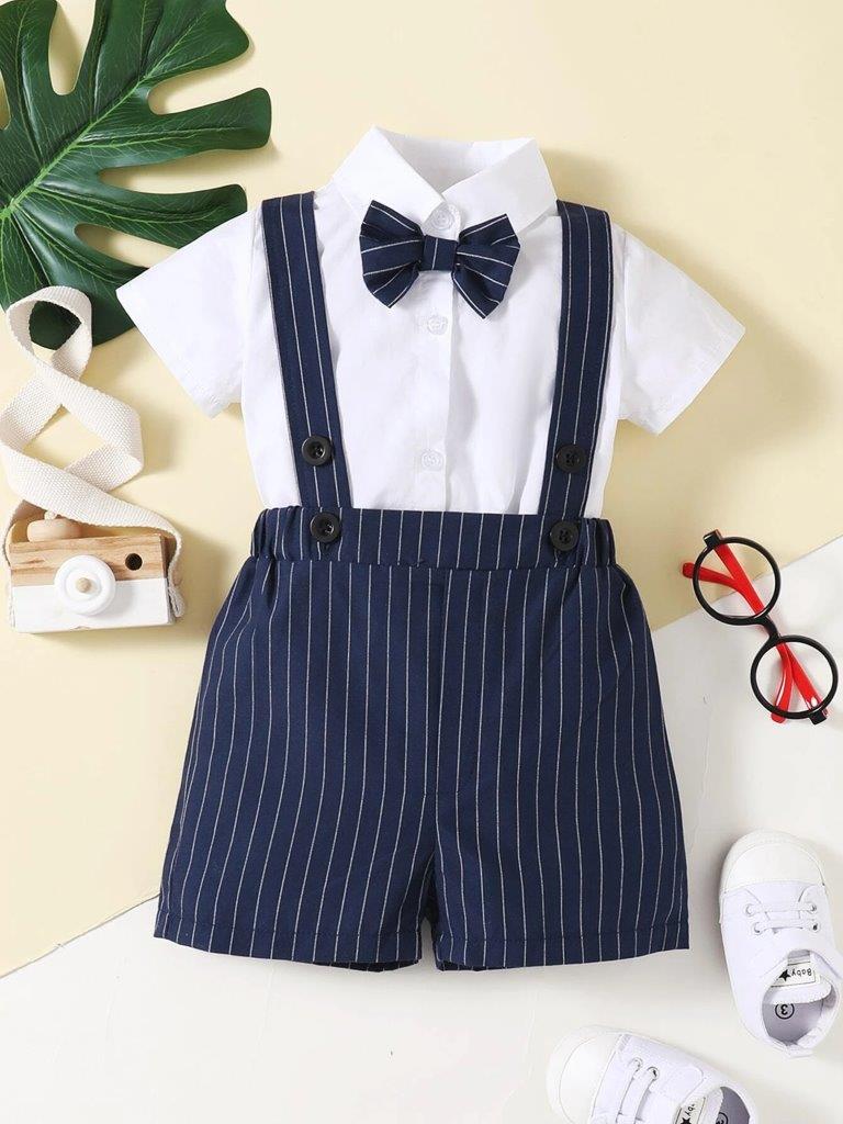 Baby Stripe Bow Tie Formal Outfit
