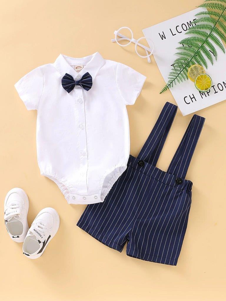 Baby Stripe Bow Tie Formal Outfit