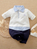 Baby 2 in 1 Stripe Collar Jumpsuit Blue