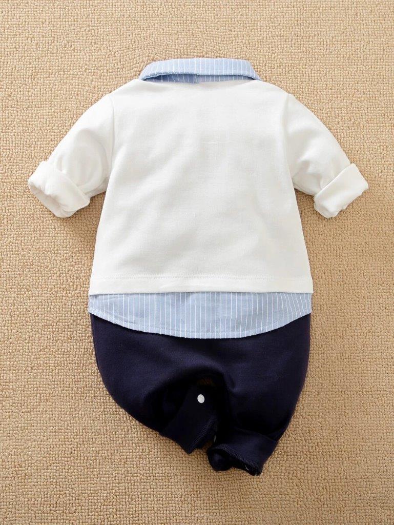 Baby 2 in 1 Stripe Collar Jumpsuit Blue