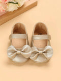 Baby Leather Flats With Bow Gold