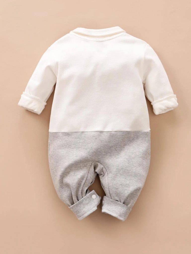 Baby Front Stripe Bow Tie Jumpsuit