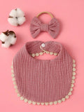 Baby Bib With Hairband Set Dusty Pink