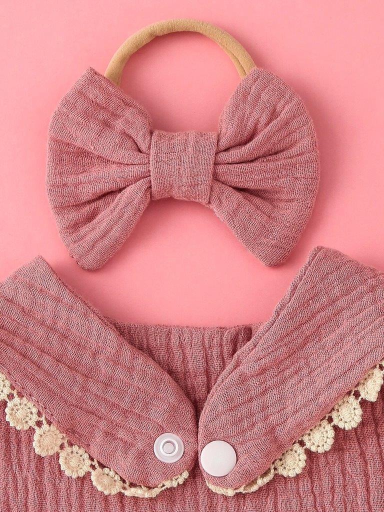 Baby Bib With Hairband Set Dusty Pink