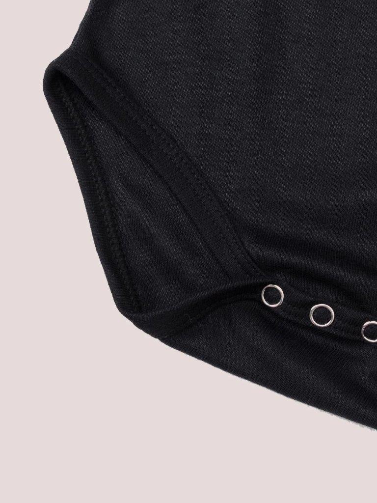Baby Black Slogan Bodysuit
