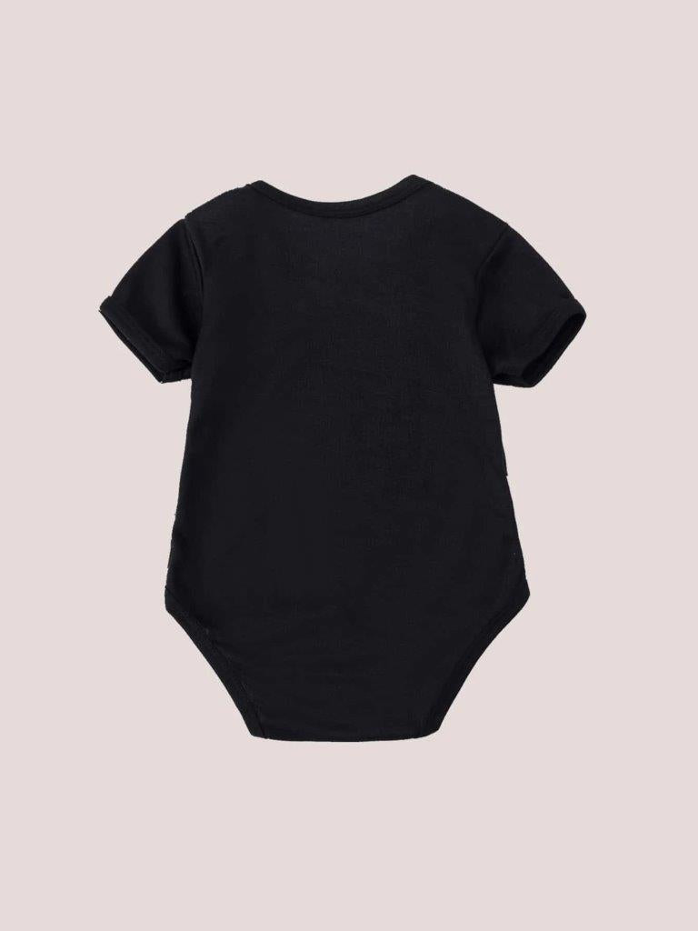 Baby Black Slogan Bodysuit