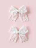 2 Piece Lace French Hair Clips White