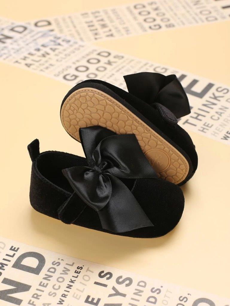 Baby Velvet flats Strap Bow Shoes