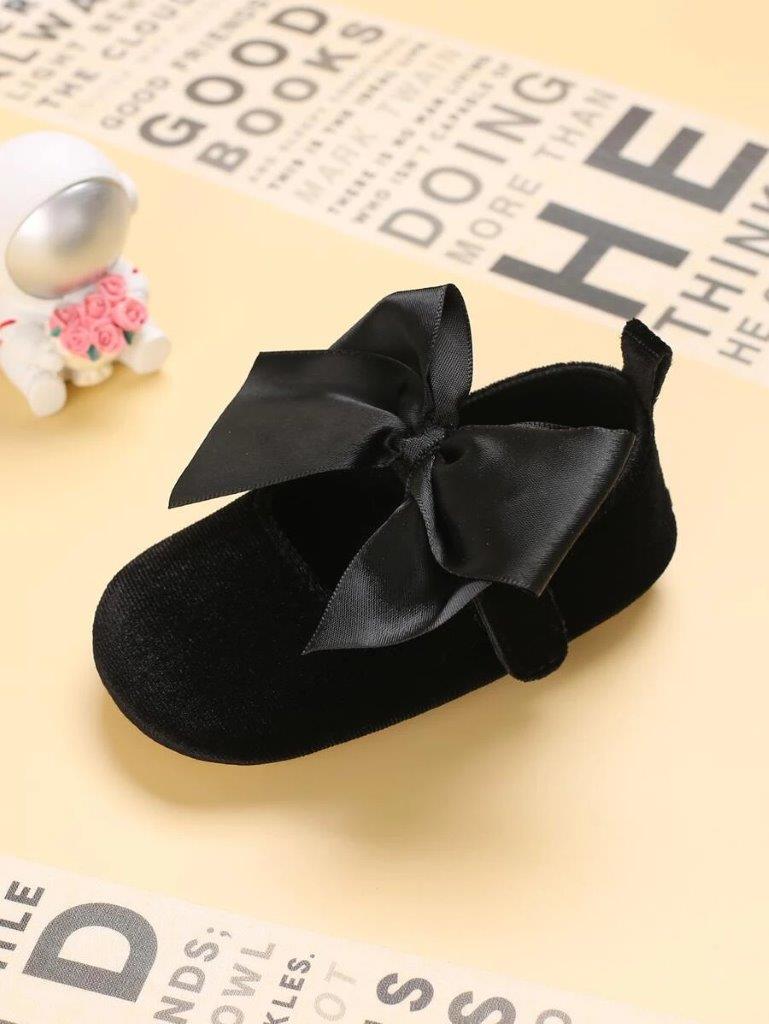 Baby Velvet flats Strap Bow Shoes