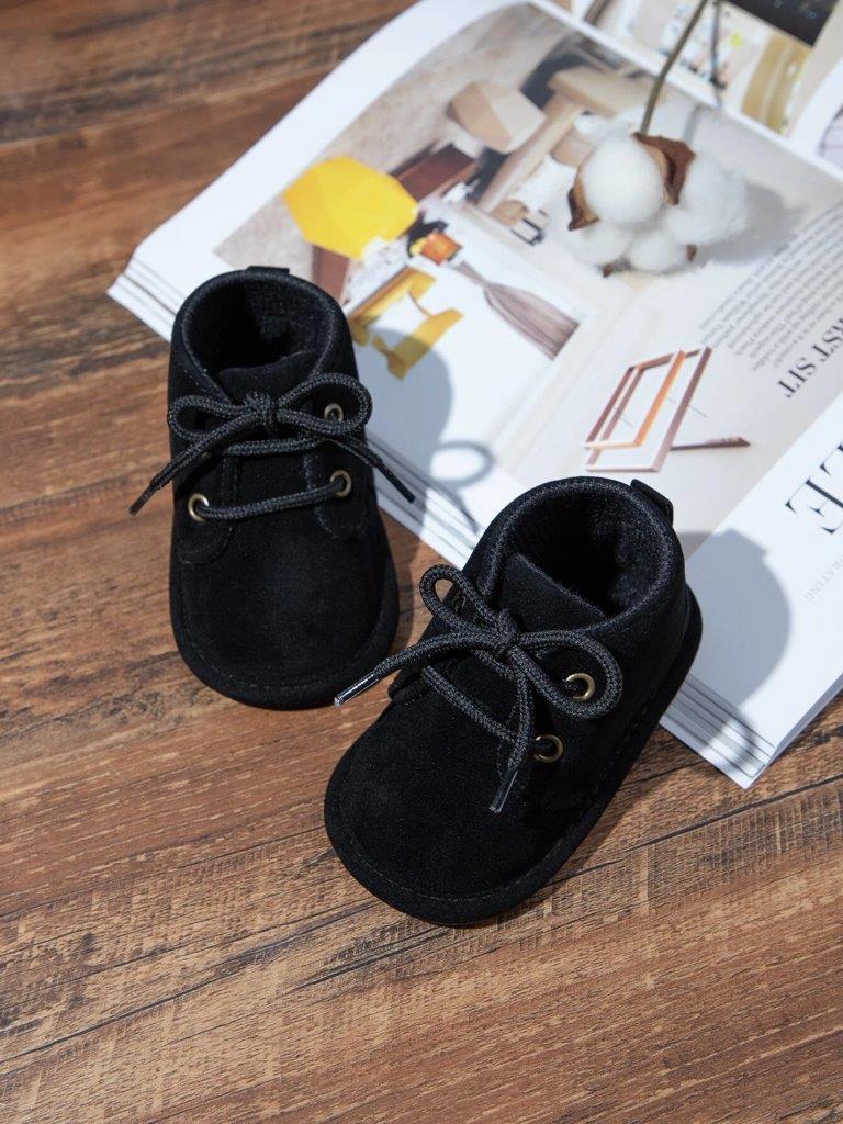 Baby Black Suede Lace Up Ankle Boot
