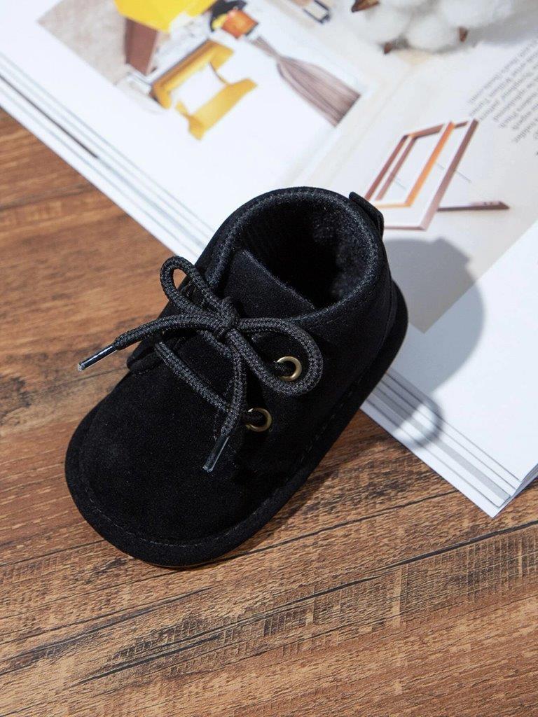 Baby Black Suede Lace Up Ankle Boot
