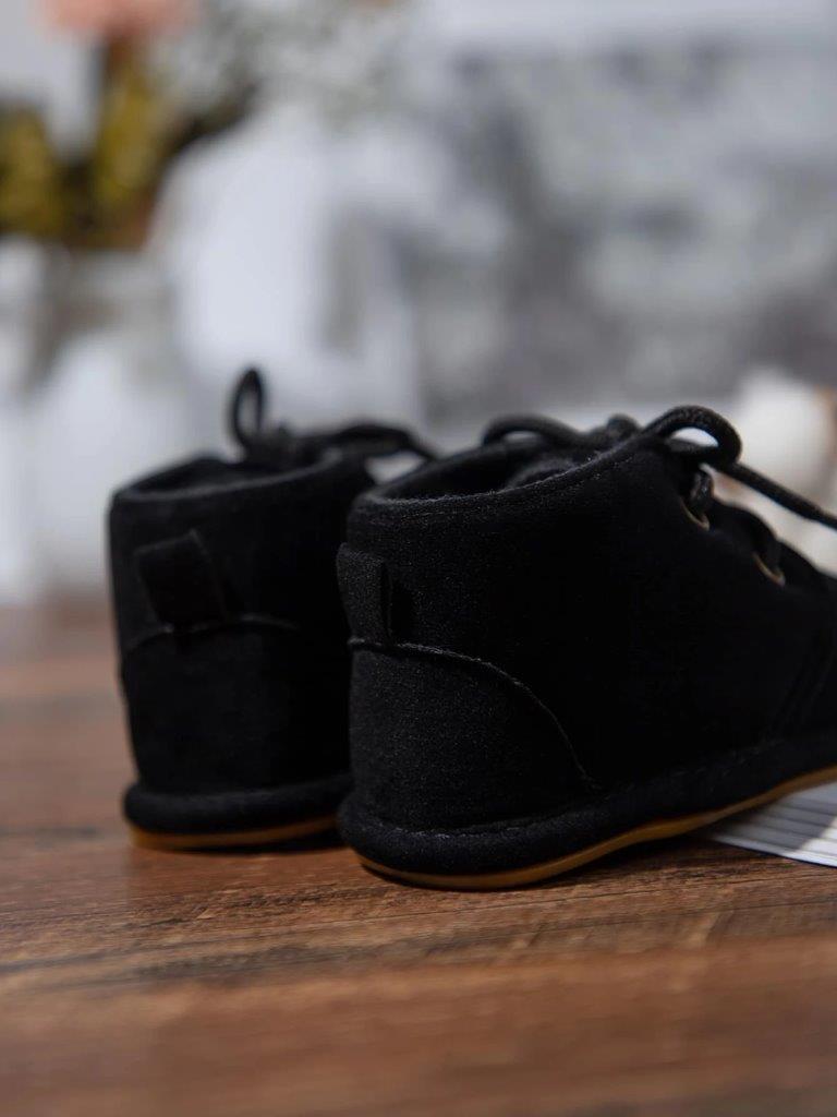 Baby Black Suede Lace Up Ankle Boot