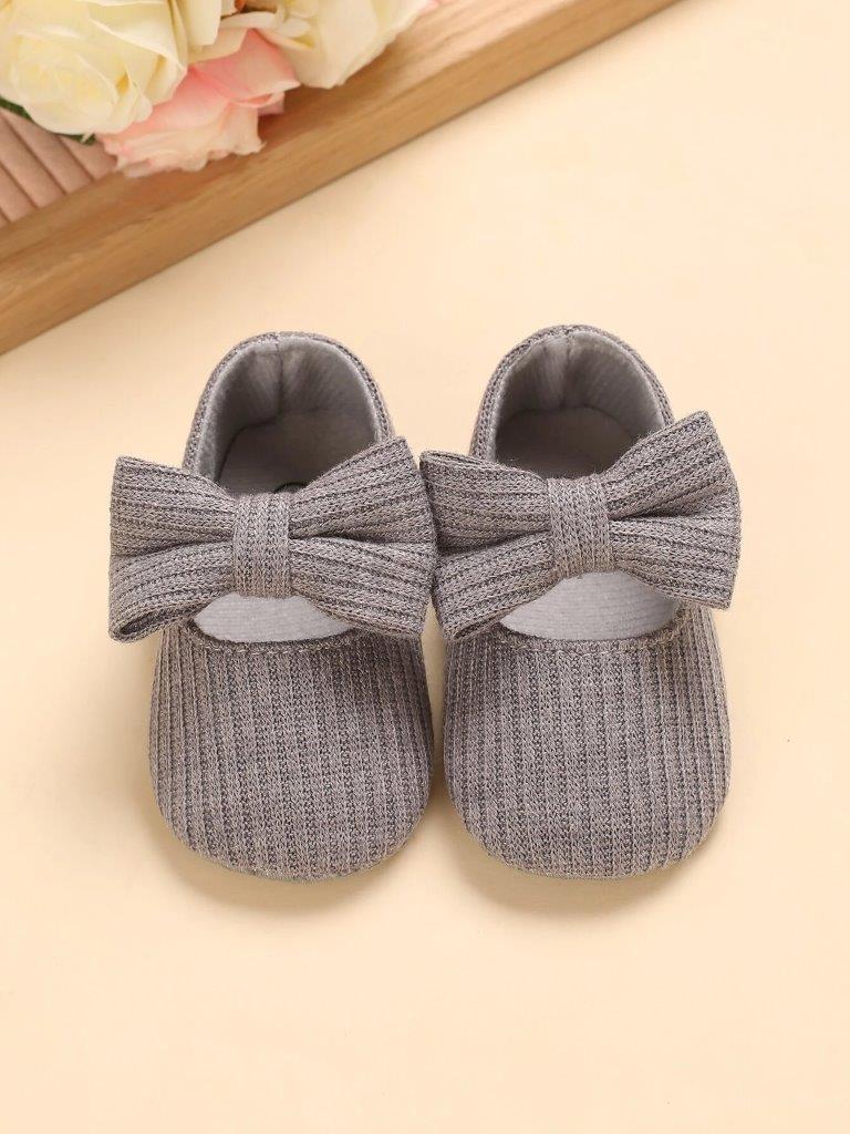 Baby Grey Bow Strap Flats