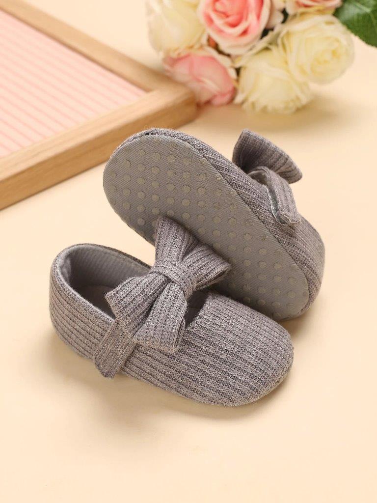 Baby Grey Bow Strap Flats