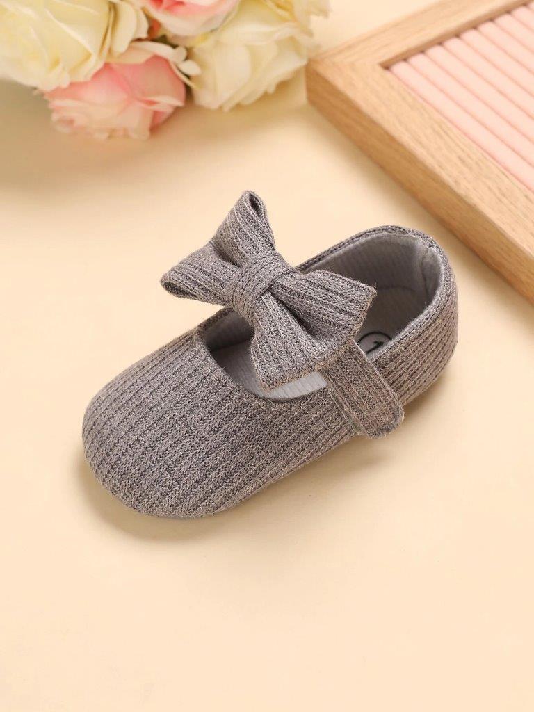 Baby Grey Bow Strap Flats