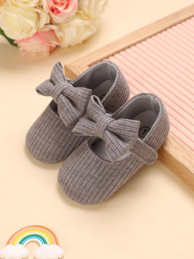 Baby Grey Bow Strap Flats