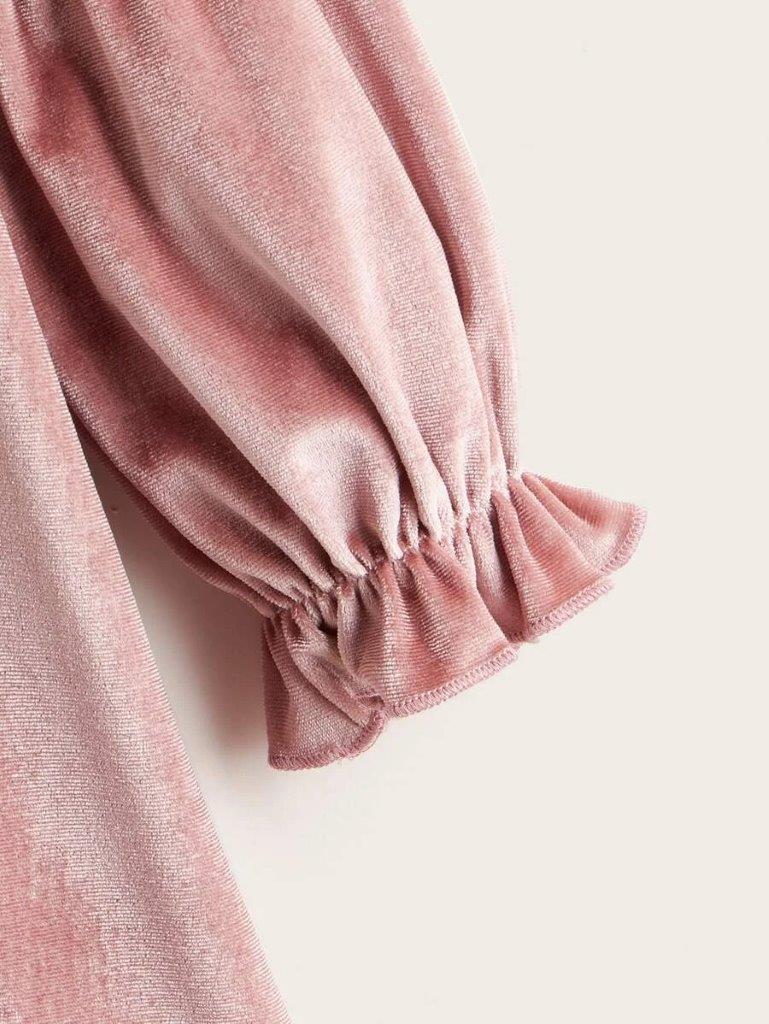 Toddler Girls Dusty Pink Velvet Dress