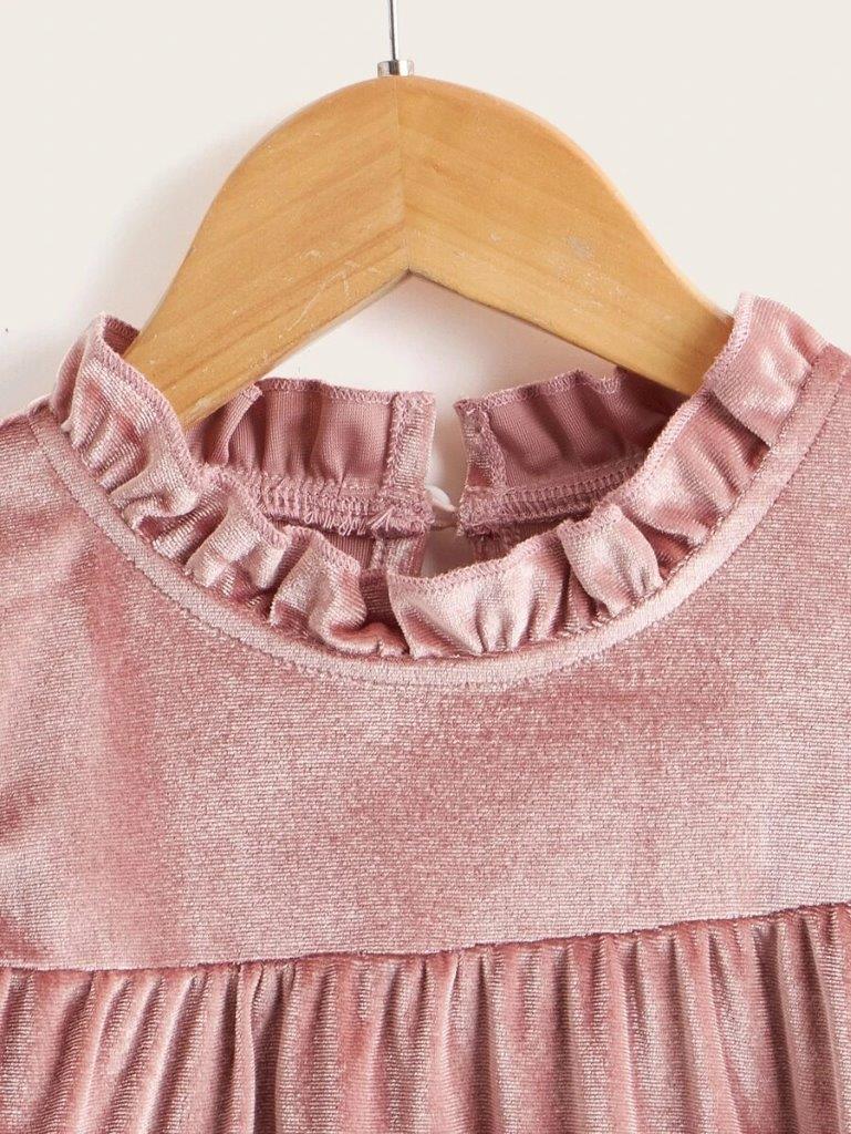 Toddler Girls Dusty Pink Velvet Dress