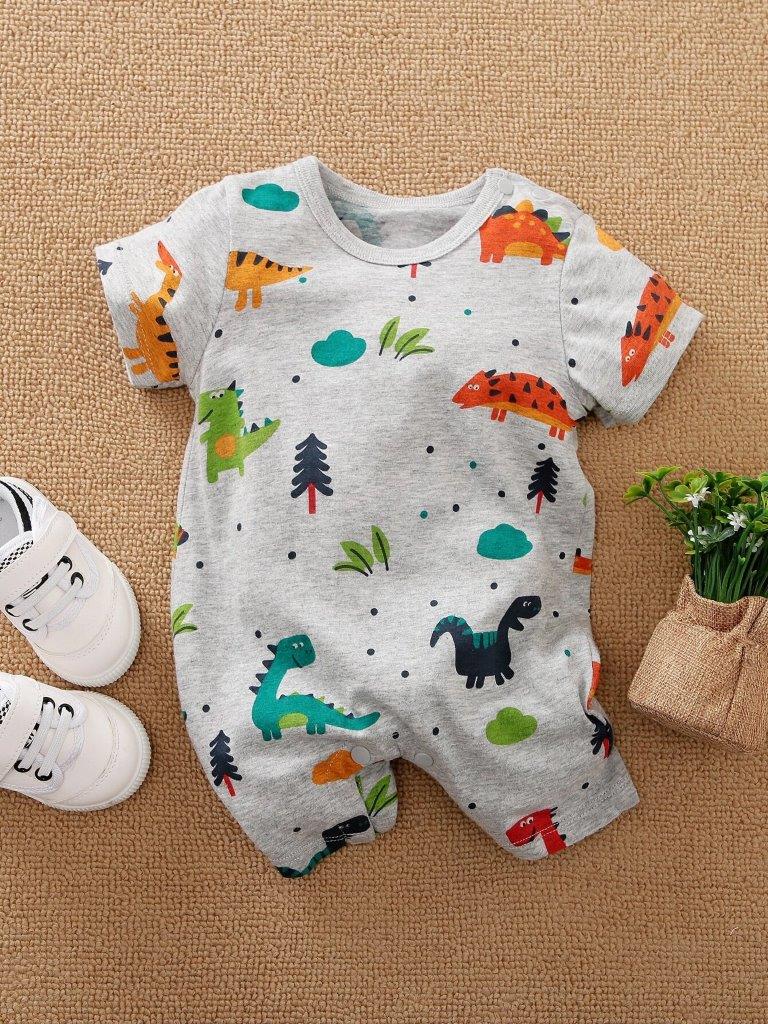 Dinosaur Print Baby Grow Grey