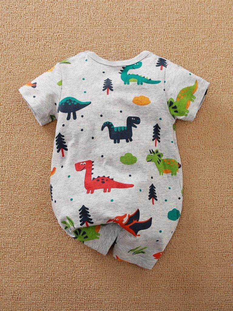 Dinosaur Print Baby Grow Grey