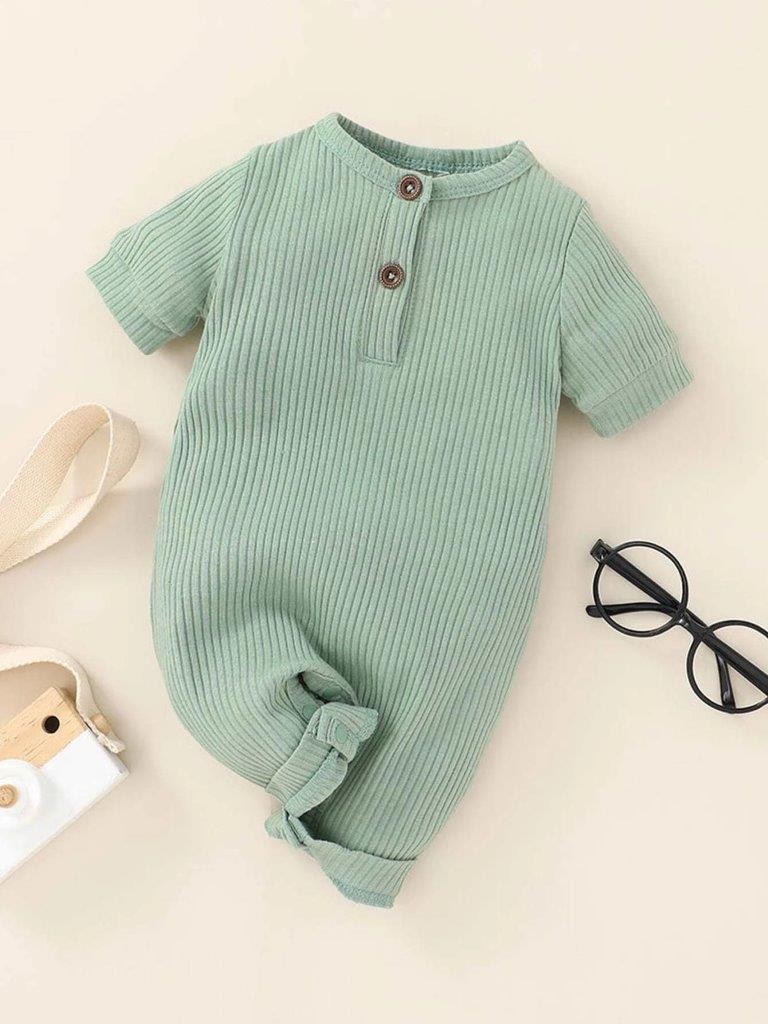 Baby Short Sleeve Rib Knit Romper