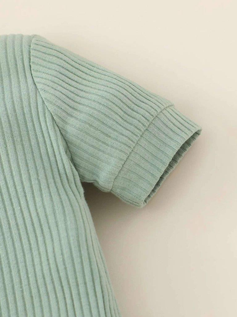 Baby Short Sleeve Rib Knit Romper